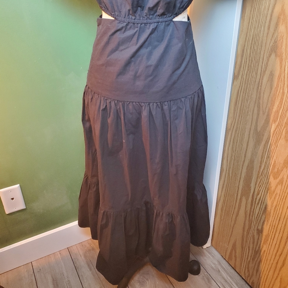 OAK  + FORT | Black Tiered Cut-Out 100% Cotton Midi Dress (Size M) - Picture 8 of 12